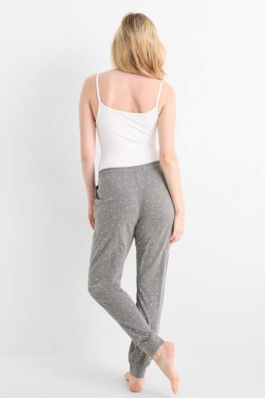 Femei - Pantaloni de pijama - cu buline - gri