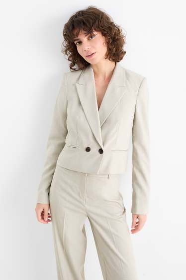 Femei - Blazer crop - cambrat - structurat - bej