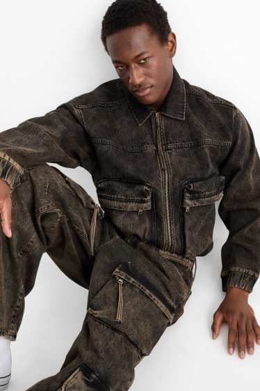 Bărbați - Jachetă din denim supradimensionată - denim-maro
