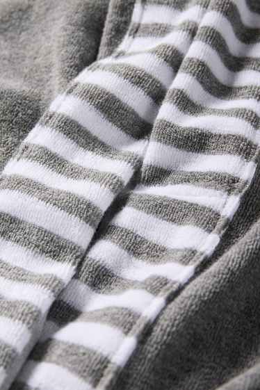 Femei - Halat de baie din tricot plușat, cu glugă - gri închis