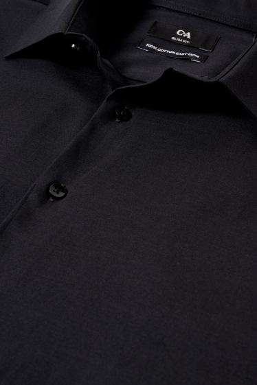 Bărbați - Cămașă office - slim fit - guler Kent - ușor de călcat - negru