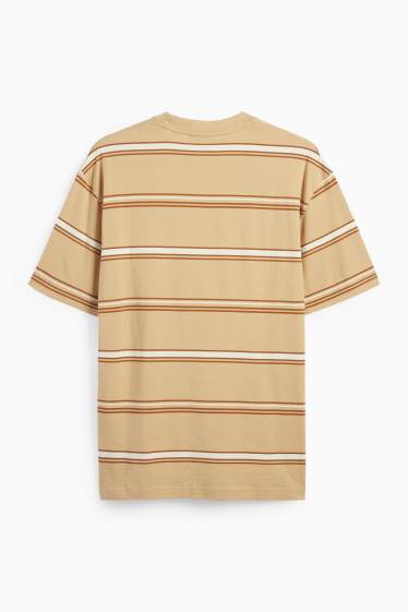 Hommes - T-shirt - relaxed fit - à rayures - beige