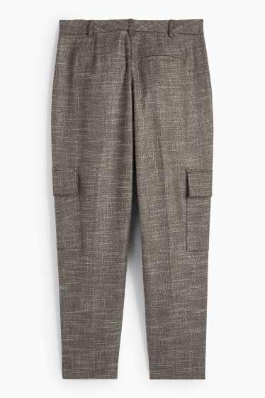 Femei - Pantaloni cargo - talie medie - tapered fit - gri-maro