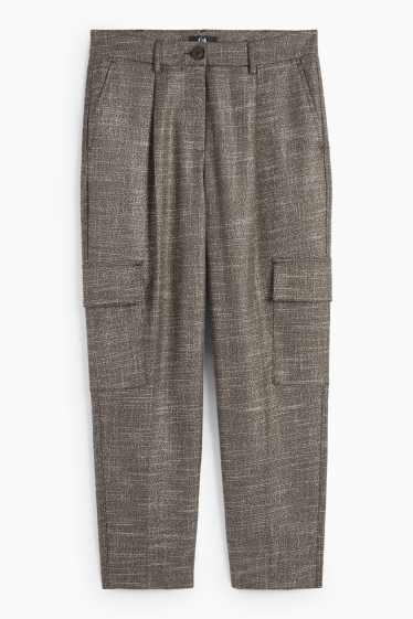 Femei - Pantaloni cargo - talie medie - tapered fit - gri-maro