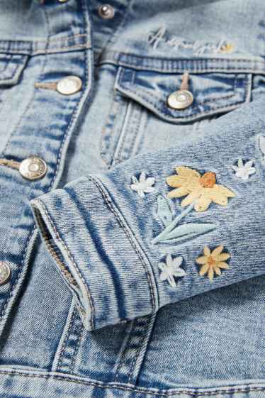 Copii - Fete - Floare - jachetă din denim - denim-albastru deschis