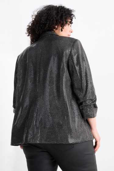 Femei - Blazer - relaxed fit - aspect lucios - gri închis