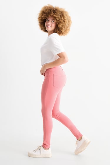 Femei - Jegging jeans - talie înaltă - roz