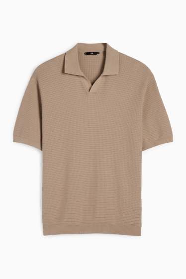 Bărbați - Tricou polo tricotat - regular fit - structurat - bej