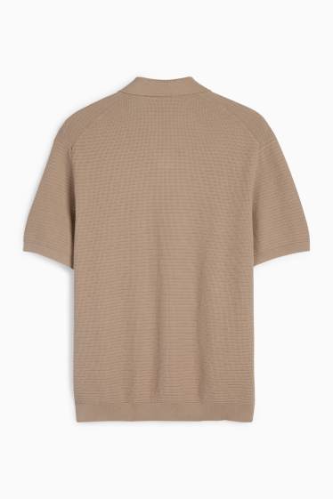Bărbați - Tricou polo tricotat - regular fit - structurat - bej