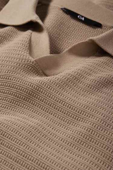 Bărbați - Tricou polo tricotat - regular fit - structurat - bej
