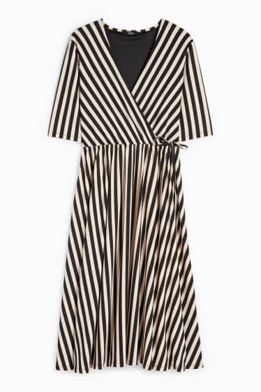 Damen - Wickelkleid - gestreift - beige