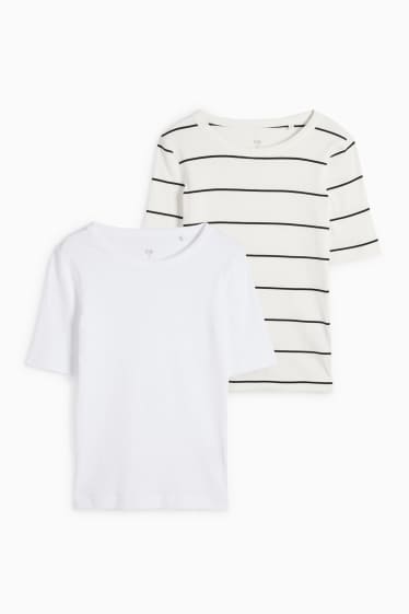 Femei - Multipack 2 buc. - tricou basic - reiat - alb