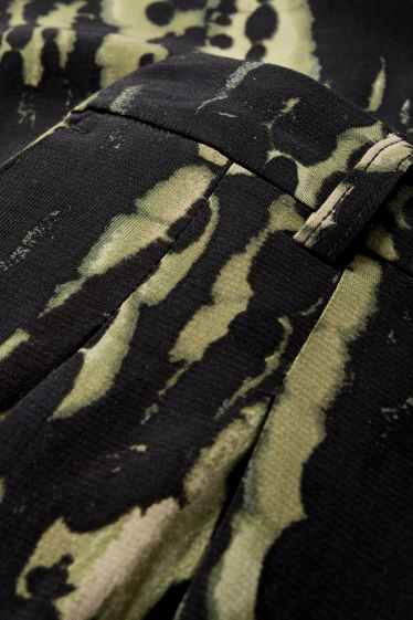 Femei - Pantaloni de stofă - talie înaltă - wide leg - cu model - verde închis / negru