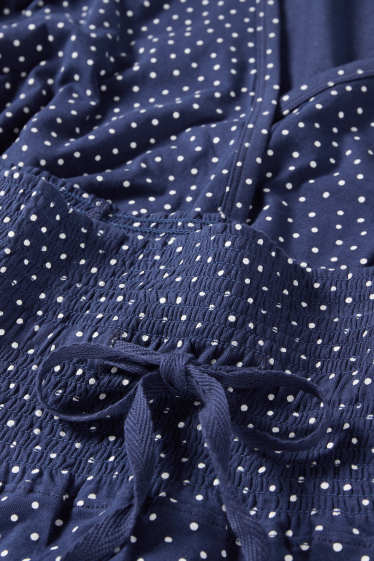 Femei - Pijama scurtă pentru alăptare - cu buline - albastru închis