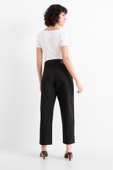 Femei - Barrel jeans - talie medie - negru