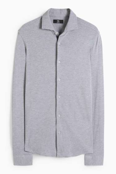 Bărbați - Cămașă - slim fit - guler italian - gri