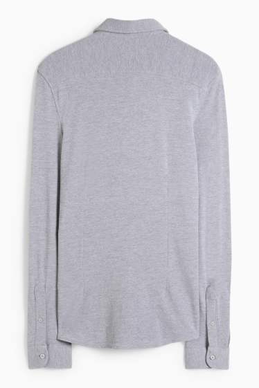 Bărbați - Cămașă - slim fit - guler italian - gri