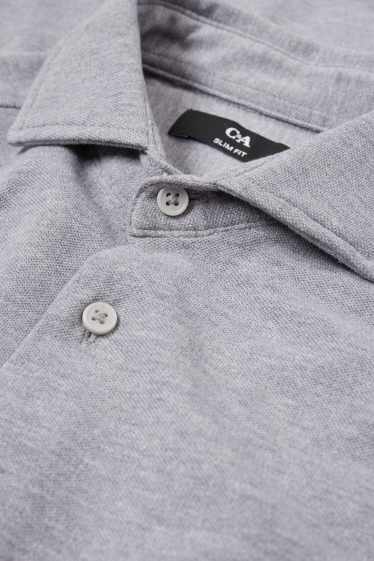 Bărbați - Cămașă - slim fit - guler italian - gri