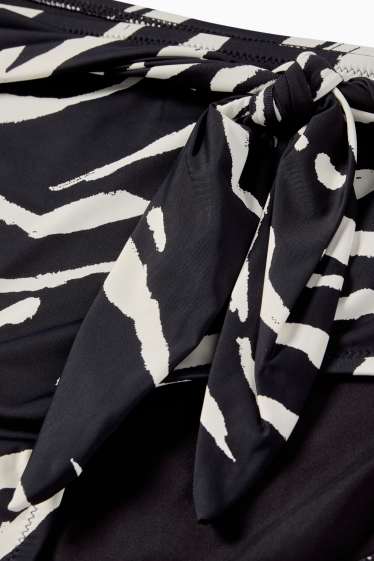 Femei - Chiloți bikini cu nod - talie înaltă - LYCRA® XTRA LIFE™ - negru / alb
