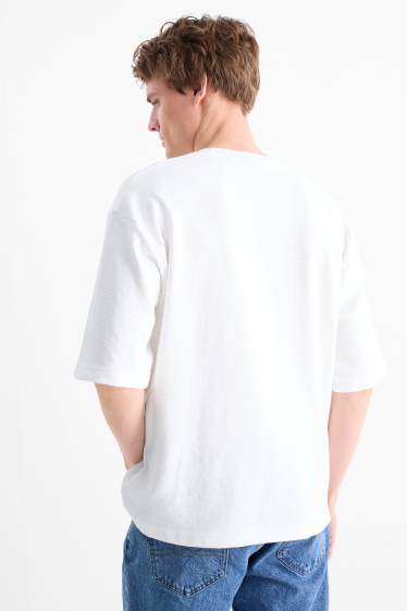 Bărbați - Tricou - relaxed fit - reiat - alb