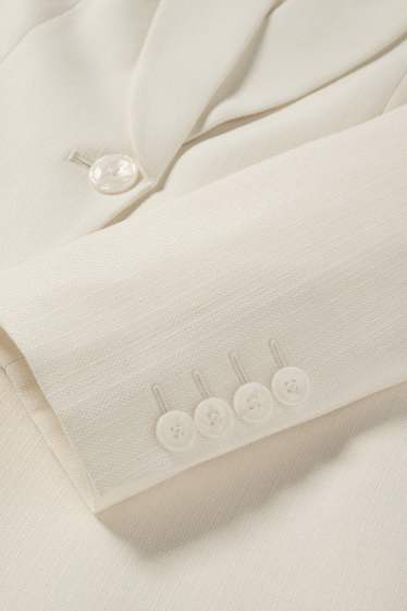 Femei - Blazer lung - regular fit - structurat - alb-crem