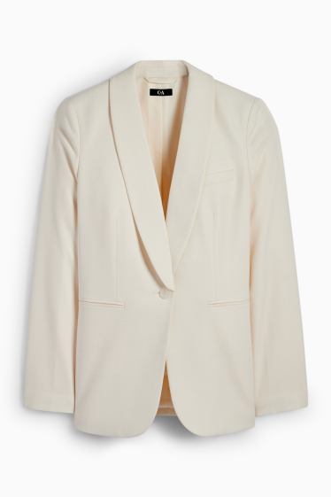 Femei - Blazer lung - regular fit - structurat - alb-crem