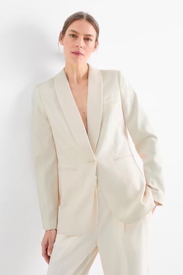 Femei - Blazer lung - regular fit - structurat - alb-crem