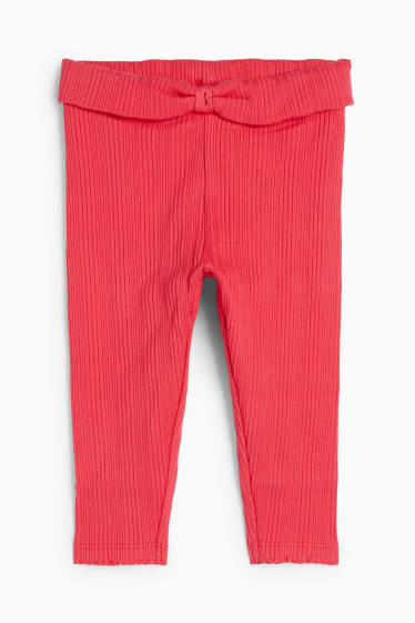 Baby Girls - Baby leggings - ribbed - red