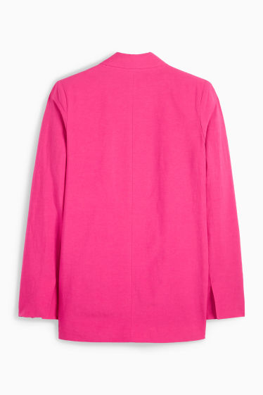 Femei - Blazer lung cu conținut de in - regular fit - roz