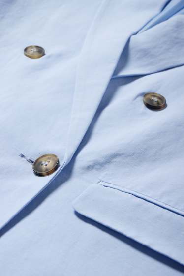 Femei - Blazer lung cu conținut de in - regular fit - albastru deschis