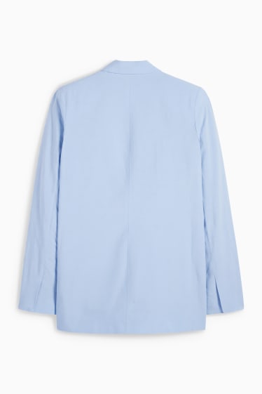 Femei - Blazer lung cu conținut de in - regular fit - albastru deschis