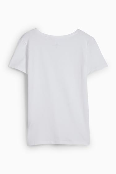 Femei - Tricou cu decolteu în V - slim fit - alb