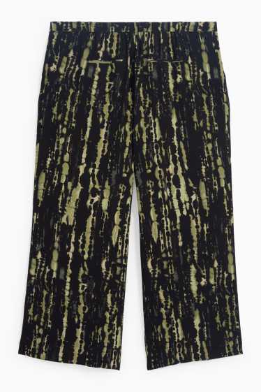 Femei - Pantaloni de stofă - talie înaltă - wide leg - cu model - verde
