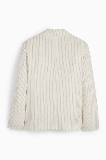 Femei - Blazer - relaxed fit - amestec de in - dungi fine - alb-crem