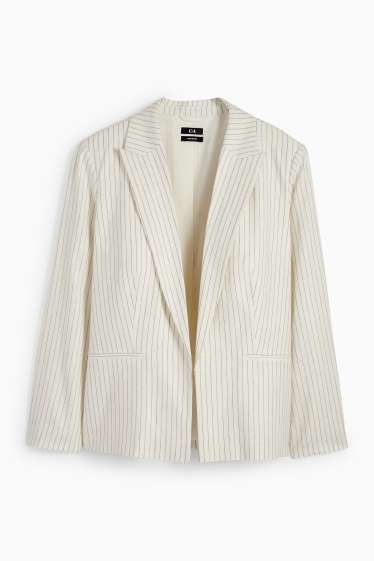 Femei - Blazer - relaxed fit - amestec de in - dungi fine - alb-crem