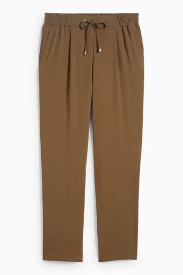 Femei - Pantaloni de stofă - talie medie - tapered fit - kaki