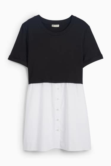 Femei - Tricou gravide - aspect 2 în 1 - negru / alb