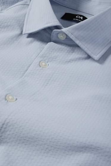 Bărbați - Cămașă office - slim fit - guler italian - structurată - albastru deschis