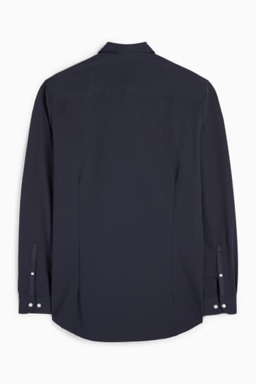 Bărbați - Cămașă office - slim fit - guler italian - structurată - albastru închis
