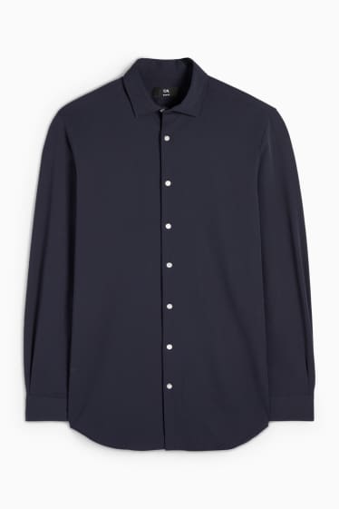 Bărbați - Cămașă office - slim fit - guler italian - structurată - albastru închis