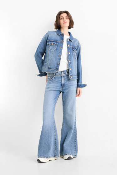 Femei - Loose flared jeans - talie medie - denim-albastru deschis