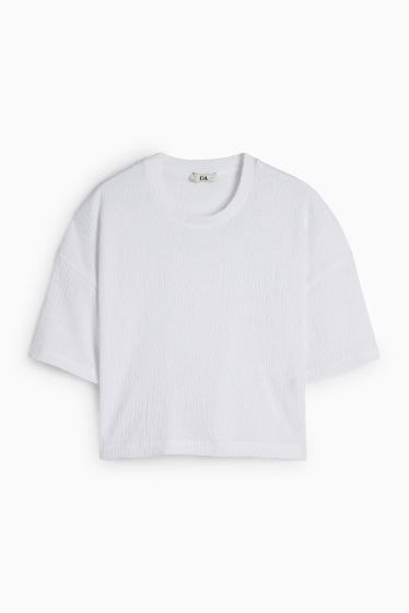 Femei - Tricou - relaxed fit - structurat - alb