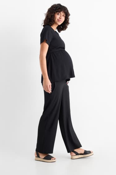 Femei - Pantaloni gravide - palazzo - negru