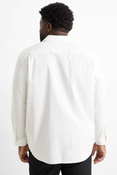 Bărbați - Cămașă - regular fit - guler Kent - ușor de călcat - print minimalist - alb-crem