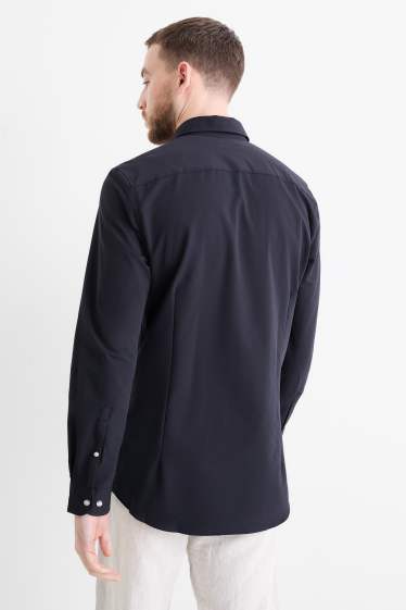 Bărbați - Cămașă office - slim fit - guler italian - structurată - albastru închis