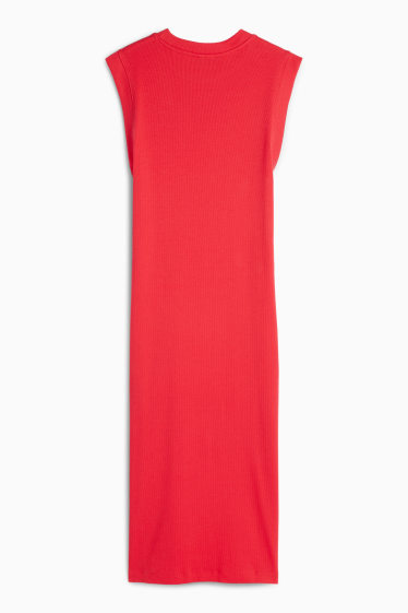 Femei - Rochie-tricou - reiată - roșu