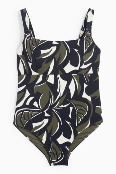 Femei - Costum de baie - vătuit - LYCRA® XTRA LIFE™ - cu model - verde închis / negru