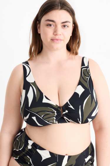 Femei - Top bikini - vătuit - LYCRA® XTRA LIFE™ - cu model - verde închis / negru