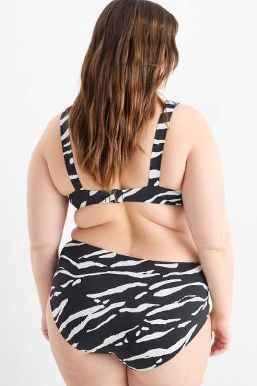 Femei - Chiloți bikini cu nod - talie înaltă - LYCRA® XTRA LIFE™ - negru / alb