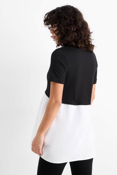 Femei - Tricou gravide - aspect 2 în 1 - negru / alb